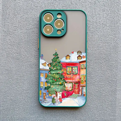 Ins Cartoon Christmas Style Phone Case For iPhone 17 16 Pro Max 15 14 13 12 11 Pro Max XR XS X 16 Plus Streetscape Phone Covers