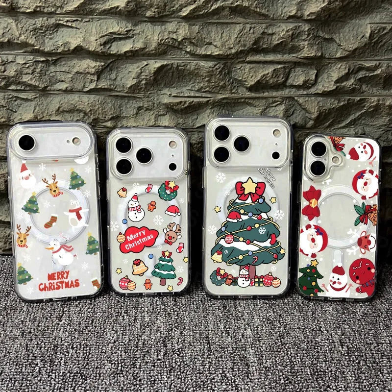 Christmas Santa Claus Magnetic Magsafe Phone Case For Samsung Galaxy S22 S23 S24 S25 FE Plus Ultra Edge Z Flip 3 4 5 6 7 Casing