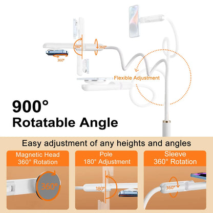 Eary Gooseneck Phone Stand Holder For Bed Kitchen Magnetic Kickstand Adjustable Long Arm Flexible Lazy Bracket For 4-7In Devices