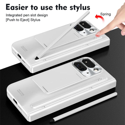 Full Protection Glass Film Plating Hinge Phone Case Google Pixel 9 Pro Fold Stand Protection Back Cover With Touch