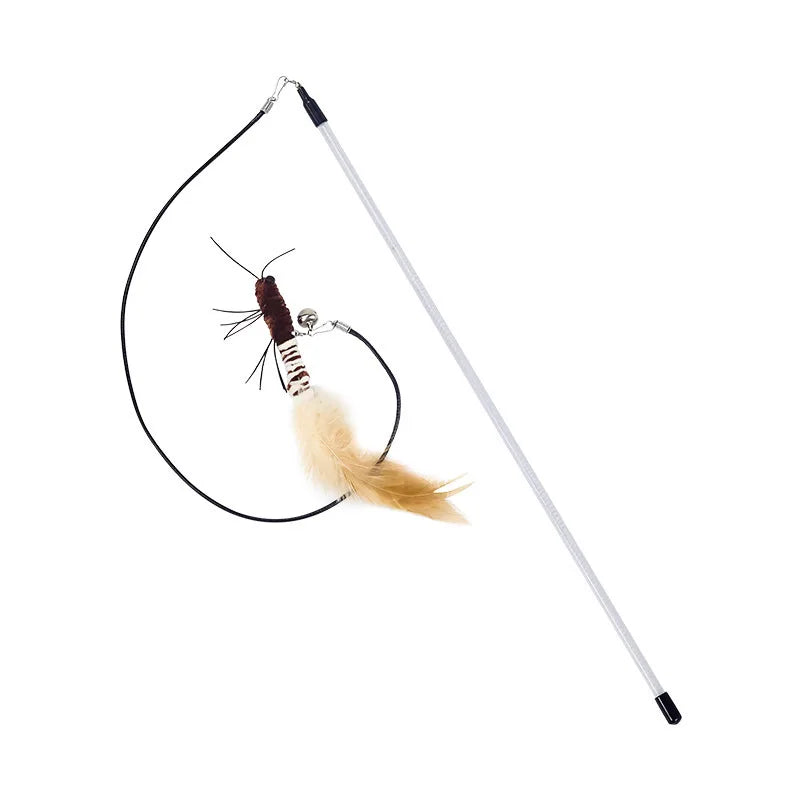 Dr.DC Teasing Cat Stick Head with or without Wire Stick Dragonfly Feather Cat Supplies Interactive Fun Pet Cat Toy Accessories