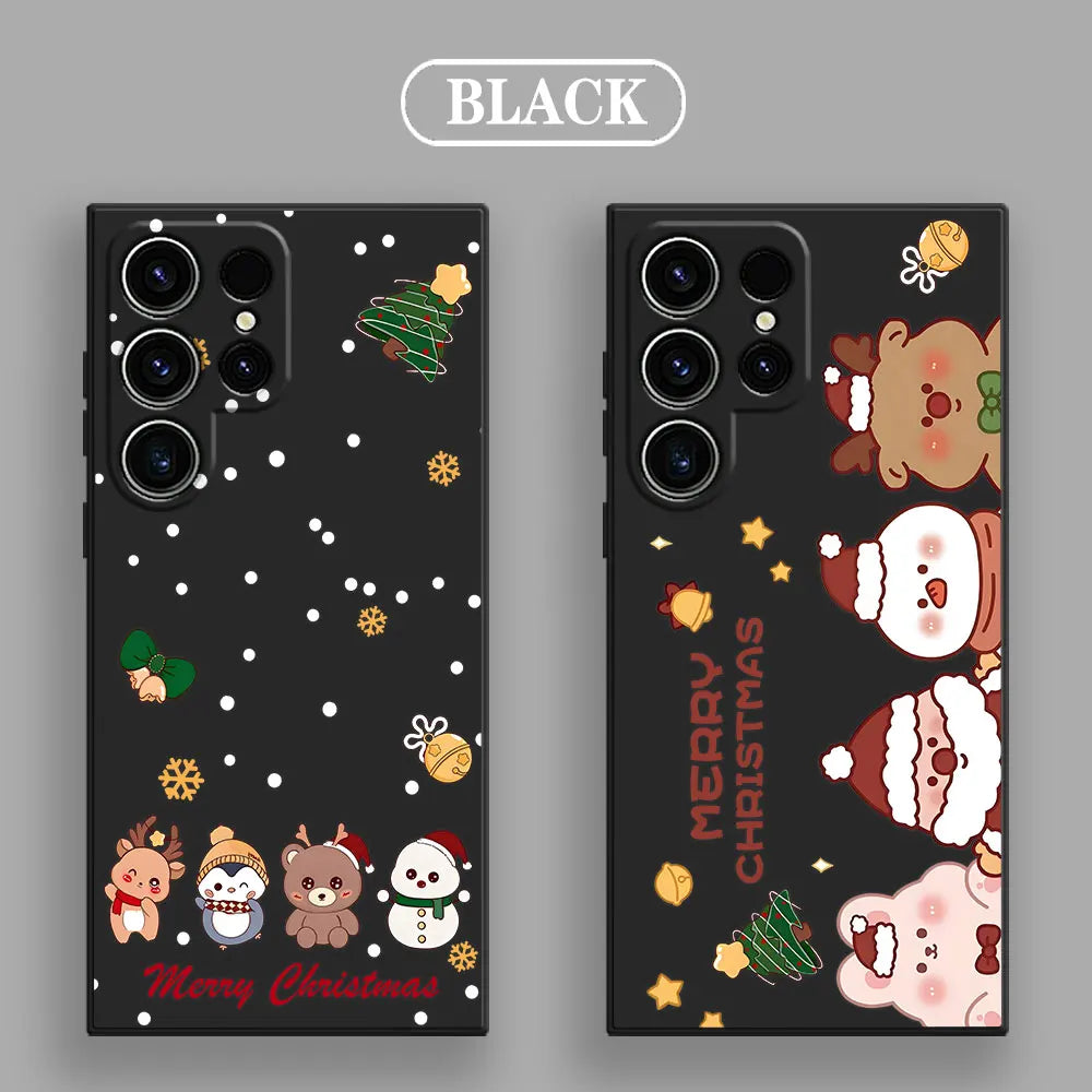 Cute Christmas Elk Snowman Phone Case For Samsung Galaxy S25 FE Cases S25 S24 S23 S21 Ultra S20 S24 FE S22 Plus Note 20 10 Cover