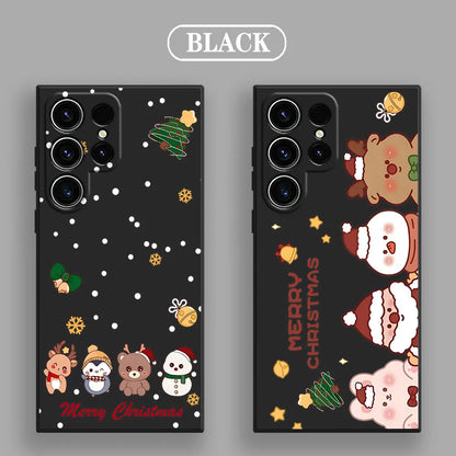 Cute Christmas Elk Snowman Phone Case For Samsung Galaxy S25 FE Cases S25 S24 S23 S21 Ultra S20 S24 FE S22 Plus Note 20 10 Cover