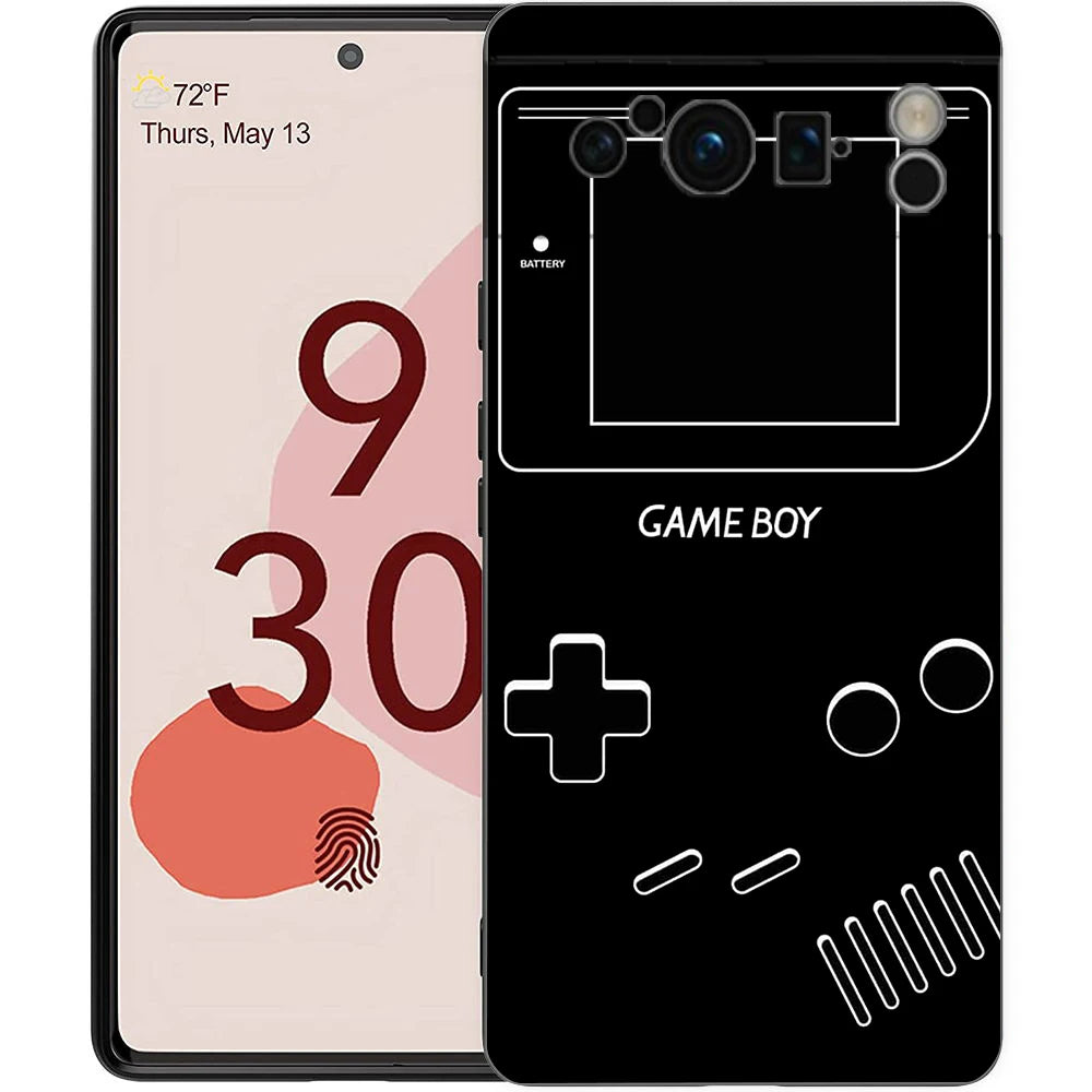 Phone Case For Google Pixel 8 7 6 Pro 8A 7A 6A TPU Shell Soft Silicone Shockproof Black Cover Gameboy Boy Game