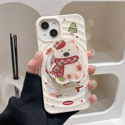 Korean Cute Quicksand Christmas Puppy Magnetic Holder Grip Tok Griptok Phone Stand Support For iPhone For Pad Magsafe Smart Tok