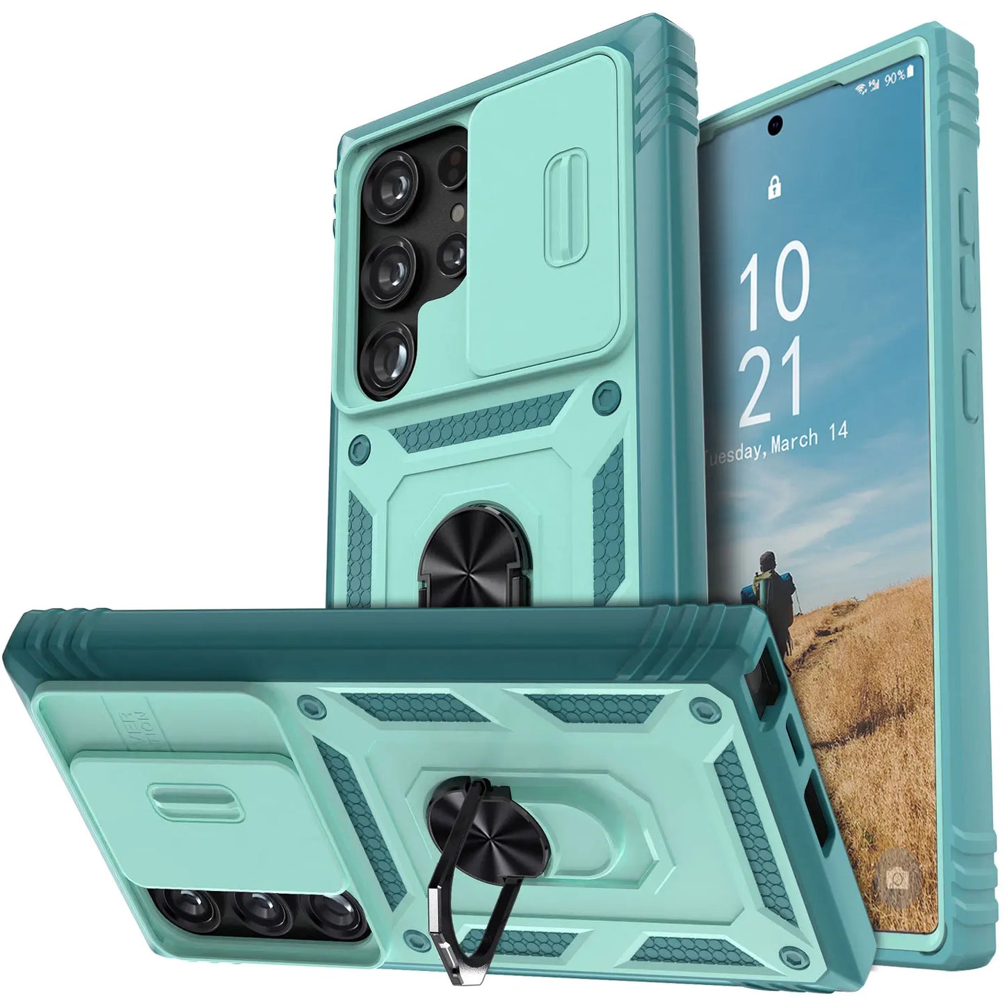 For Samsung Galaxy S25/S25+/S25 Ultra/S25 Edge/S24/S24 Plus/S24 Ultra/S24 FE Case Hybrid Kickstand Camera Protection Hard Cover