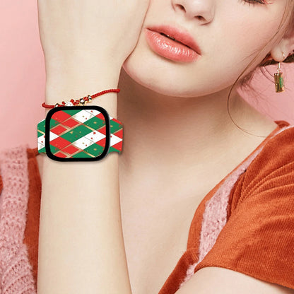 Christmas Diamond-Shaped Print Strap for Apple Watch 11 10 9 Silicone Band Replaceable Bracelet for iWatch 46/44/42mm Watchband