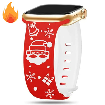 Women Christmas Engraved Strap For Apple Watch ultra 2 49mm 44mm 45 40 42 46mm silicone Bracelet IWatch Series 11 10 SE 9 8 7 6