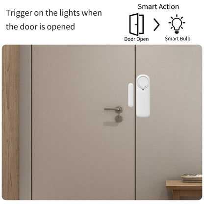 Smart Wifi Contact Door Window Sensor Alarm Beep Contact Wireless Door Detector Works With Smart Life Tuya Smart Home  Alexa