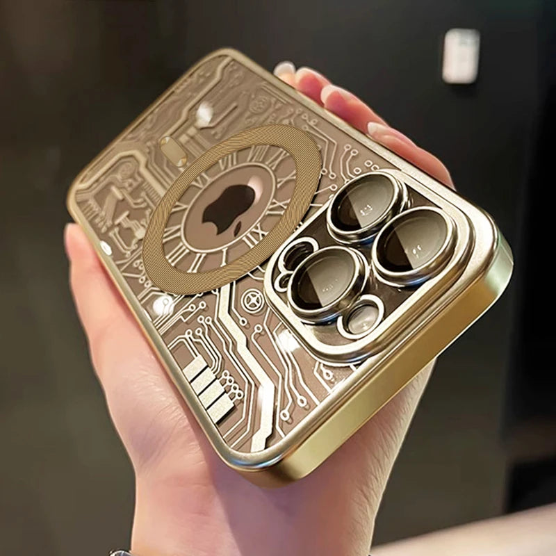 Luxury Plating For Magsafe Wireless Charge Case For iPhone 11 12 13 14 15 16 Pro Max Plus Phone Cases Soft Magnetic Bumper Cover