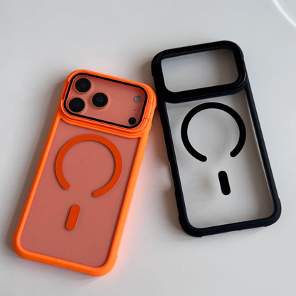 For Magsafe Glass Lens Holder Clear Case for IPhone 17 Pro Max 17 Pro Original Color Magnetic Wireless Charging Shockproof Cover