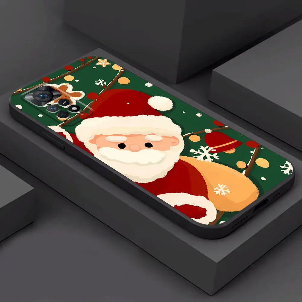 Claus Elk Snowman Christmas Tree Phone Case for Redmi Note 10S 12S 8T 11S 9S 9 8 7 12 10 11 Pro 13 Pro 9T Silicone Bumper Cover