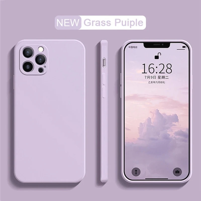 Full Protection case Dark Purple For iPhone 16 Liquid Silicone Phone Case 11 12 13 14 15 Pro Max Mini X XS XR 7 8 14 15 16 Plus
