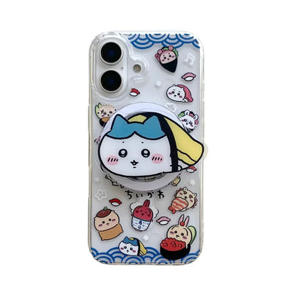 Cute Cartoon Japan Anime Chiikawa Magnetic Holder Magsafe Wireless Charge Phone Case For iPhone 16 15 14 13 12 11 Pro Max Cover