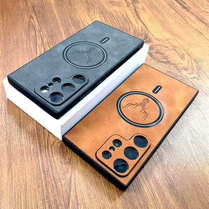 Vintage Leather Case For Magsafe Wireless Charging For Samsung Galaxy S24 S23 S22 S21 Ultra Plus FE Note 20 S 23 S23Ultra Covers - covers4phones