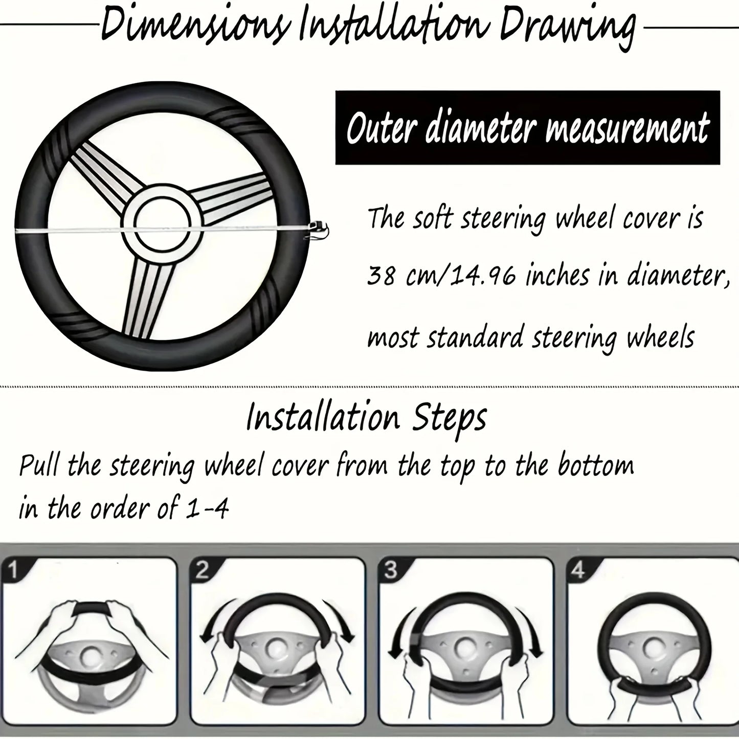 Santa Claus Print Soft Neoprene Steering Wheel Cover 15" Fit for Cars SUVs Trucks Festive Interior Decor