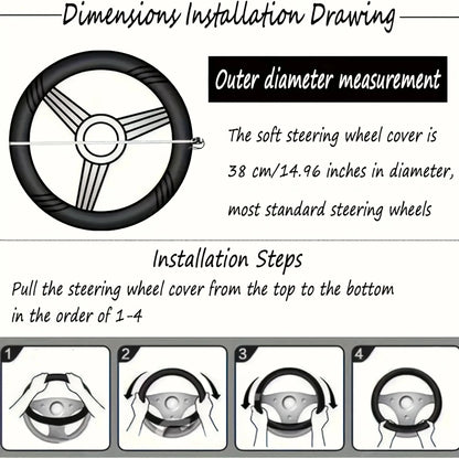 Santa Claus Print Soft Neoprene Steering Wheel Cover 15" Fit for Cars SUVs Trucks Festive Interior Decor