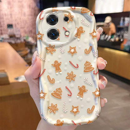 Santa Claus Christmas Pattern 3D Wave Case For iPhone 16 15 14 13 12 11 Pro Max Mini X XR XSMAX 8 7 6S Plus Soft Silicone Cover