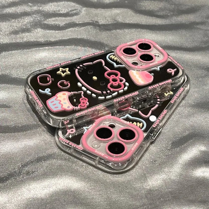Cartoon Pink Kt Cat Phone Case Cute Mirror Highend Protective Cover Anti Fall Creative Cartoon Design Heat Dissipation New Model
