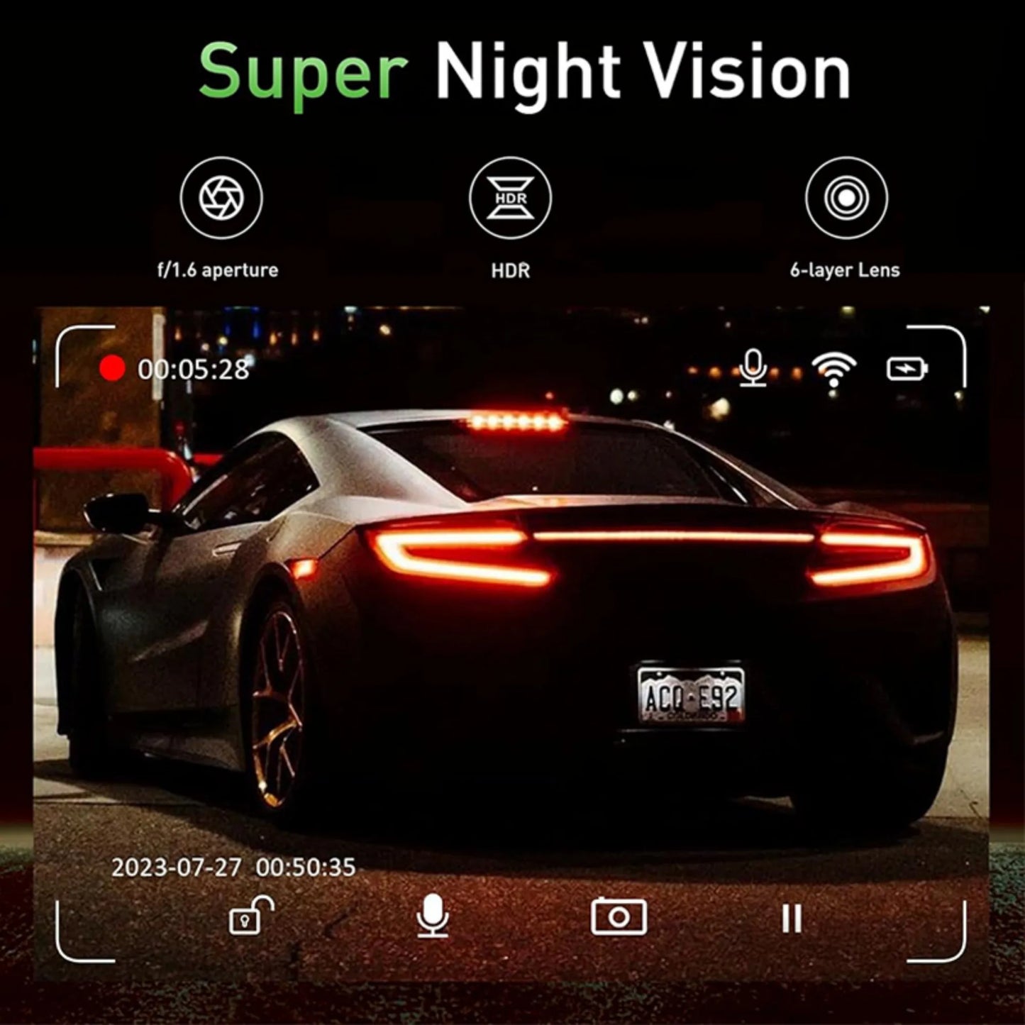 4K Dash Cam for Cars Car Camera Dash Cam WIFI Camera for Car Front and Rear Dash Camera Black Box 24H Parking Mode Recorder