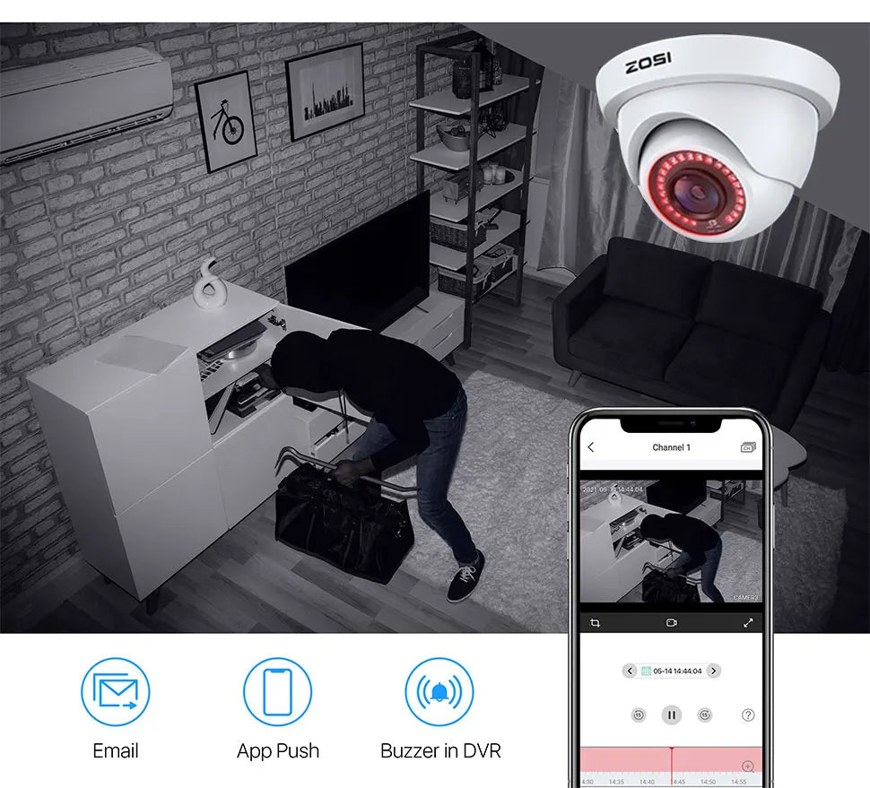 ZOSI 4Pack 2.0MP HD 1080P Security Cameras Kit Indoor Outdoor Home CCTV Dome Surveillance Camera for HD-TVI Analog DVR System