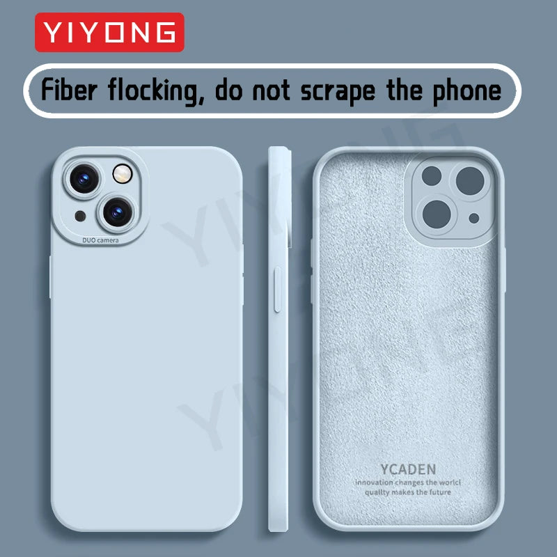 For iPhone17 Pro Max YIYONG Square Liquid Silicone Soft Cover For iPhone 17 16 15 14 12 13 iPhone17 Air iPhone15 Plus Phone Case