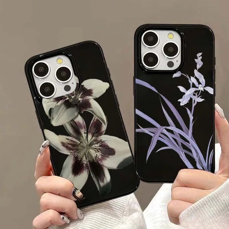 Lily Orchid Flower Print Soft Phone Case For iPhone 17PROMAX 16 15PRO 14 13 12 11PROMAX Shockproof Cover