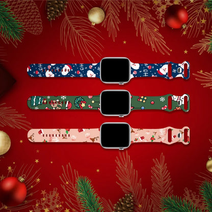 Christmas Strap for Apple Watch Ultra 3 Band 49mm 46mm 41mm 42mm 44mm 45mm Silicone Loop Bracelet for iWatch 11 10 9 8 7 6 5 SE