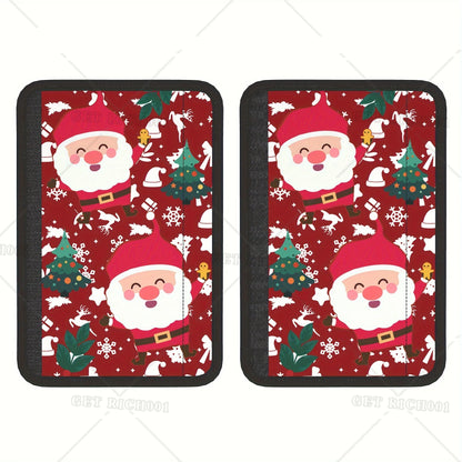 2pcs Christmas Themed Seat Belt Covers Soft Polyester Fit for Cars Santa Claus Car Accessories Interior Seatbelt Cover Print