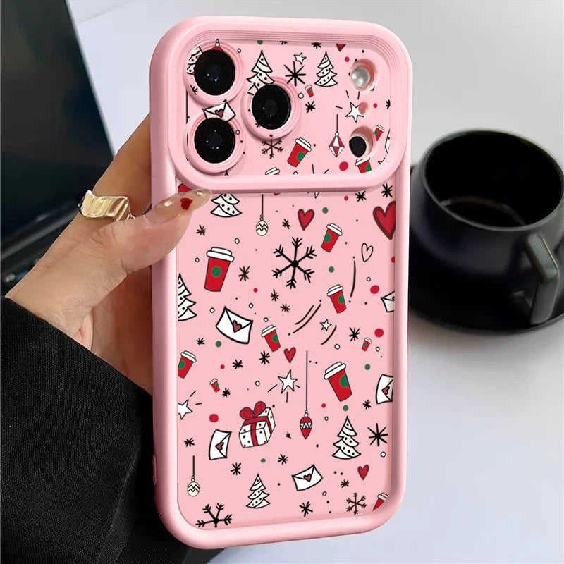 Cute Christmas Pattern Phone Case For iPhone 17 16 15 14 13 12 Pro Max 16 17 Pro 11 16e 17 Air Shockproof Soft Silicone Cover