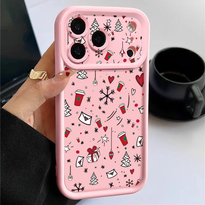 Cute Christmas Pattern Phone Case For iPhone 17 16 15 14 13 12 Pro Max 16 17 Pro 11 16e 17 Air Shockproof Soft Silicone Cover