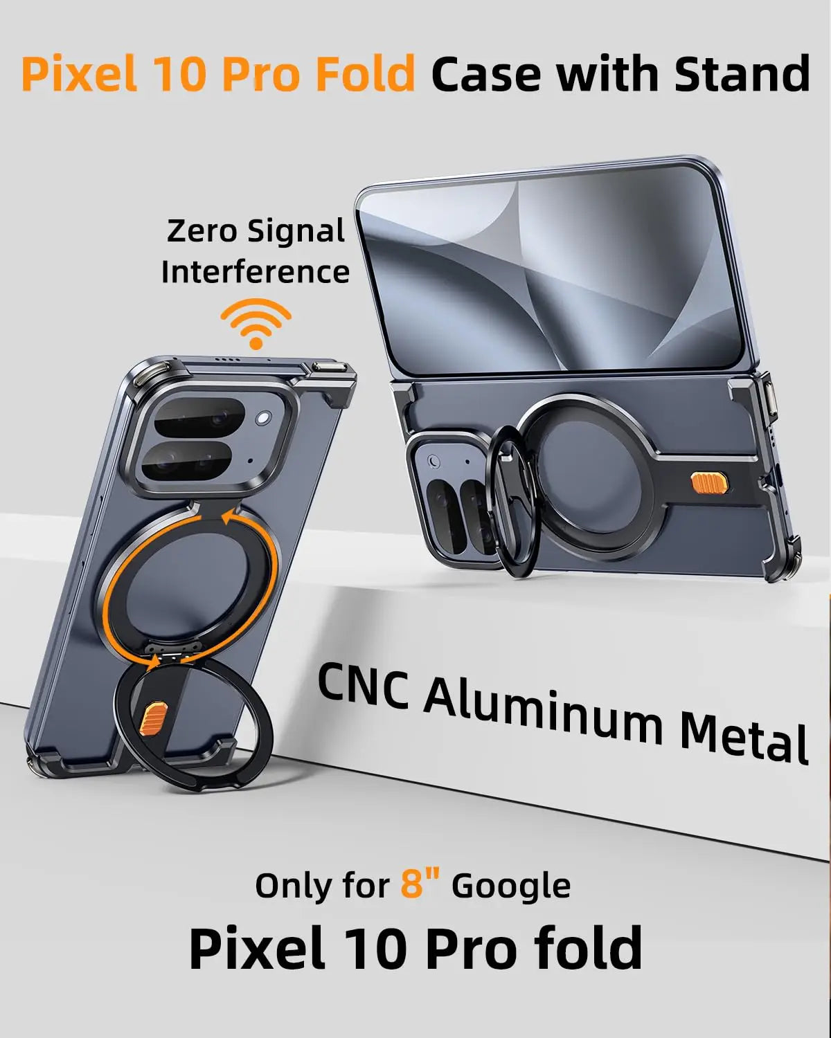 Eary for Google Pixel 10 Pro Fold Case Aluminum Metal Phone Cover With 360°Rotation Stand Magnetic Original Feel Drop Protection