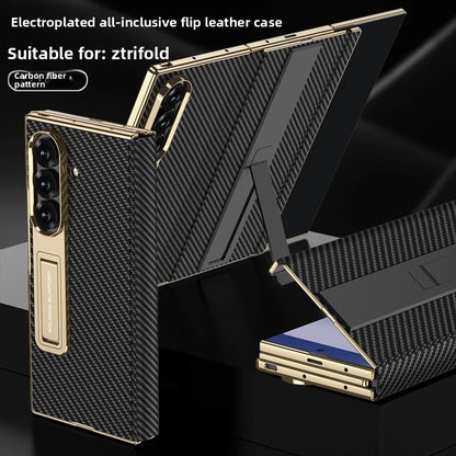 For Samsung Galaxy Z TriFold Case Luxury PU Leather Bracket Stand Glass Film Protective Back Cover For Z TriFold Phone Shell
