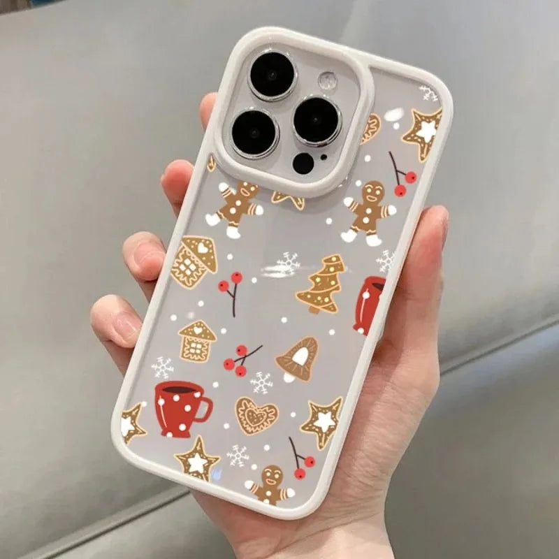 Cute Christmas Theme Clear Phone Case for iPhone 11 12 13 14 15 16 Pro MAX X XR XS Max 8 7 Plus SE 2020 Shockproof Cover