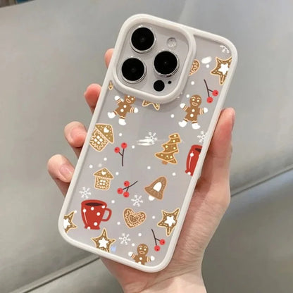 Cute Christmas Theme Clear Phone Case for iPhone 11 12 13 14 15 16 Pro MAX X XR XS Max 8 7 Plus SE 2020 Shockproof Cover