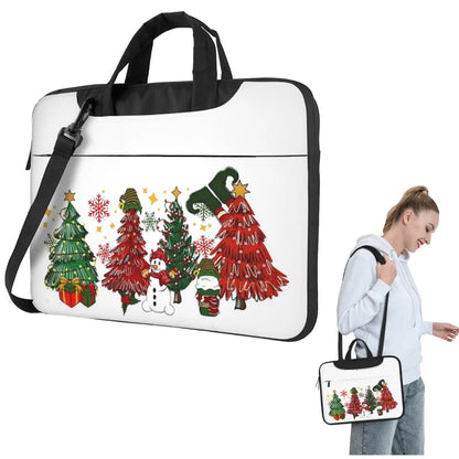 Christmas Pine Trees Crossbody Laptop Bag Case Computer Bag Resistant Protective Notebook Pouch for Macbook Pro