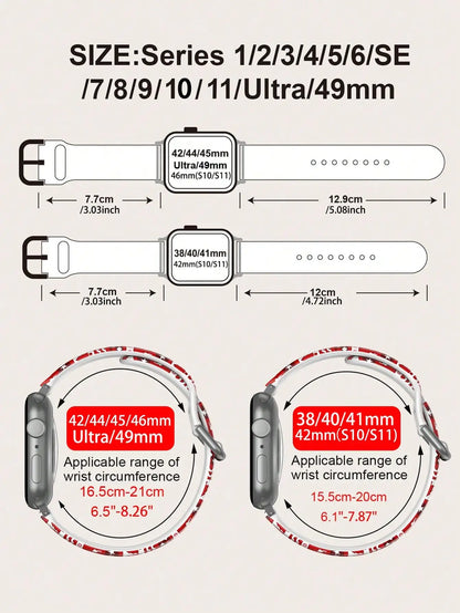Christmas Red Candy Design For Apple Watch Band 42mm 41mm 40mm 44mm 45-38mm Retro iwatch Series 8 7 SE 3-6 9 10 11 Ultra 3 49mm