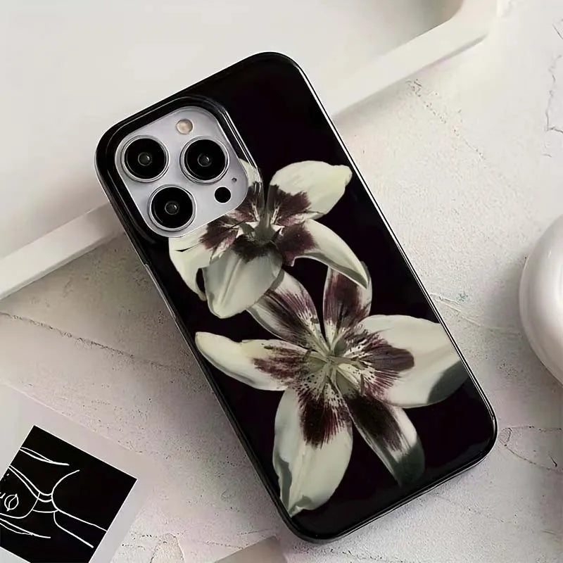 Lily Orchid Flower Print Soft Phone Case For iPhone 17PROMAX 16 15PRO 14 13 12 11PROMAX Shockproof Cover