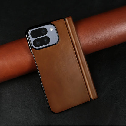 Luxury Genuine Leather Case For Google Pixel 10 Pro Fold 9pro fold Oil Wax Central Axis Pattern Phone Back Cases Without Front