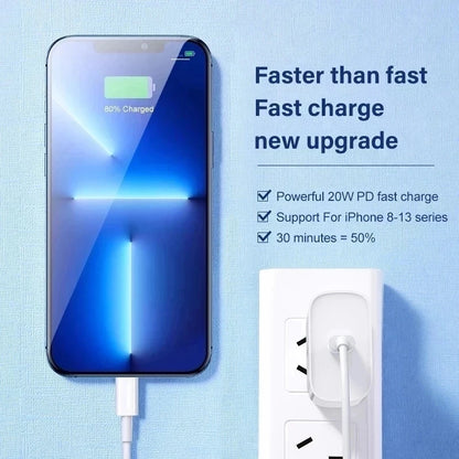 For iphonePD 20W USB Phone Charger Fast Charger for iPhone iPad Samsung OnePlus Wall Quick Charge Adapter TypeC Cable EU/US Plug