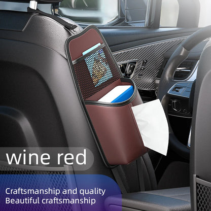 Car Seat Side Storage Bag Hanging Auto Seat Organizer Tissue Holder Universal Mesh Storage Pocket for Phone Bottle