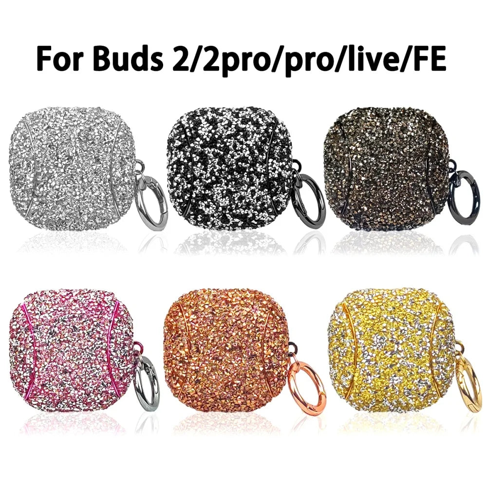 For Samsung Galaxy Buds 3 Live 2 Pro Case Luxury Bling Glitter Diamond Rhinestones For Galaxy Buds3Pro Buds2 Soft Earphone Cover
