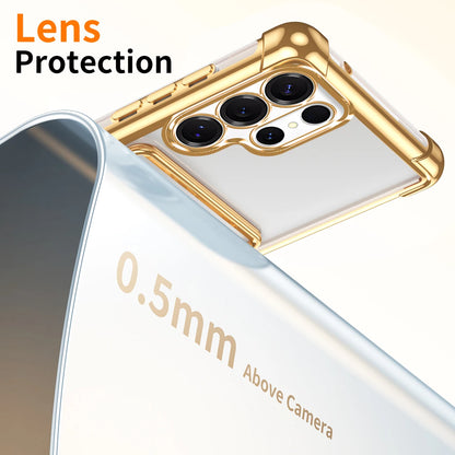 Luxury Plating Card Slot Holder Case For Samsung Galaxy S25 Edge S24 S23 Ultra S22 S21 S20 FE Clear Glitter TPU Soft Back Cover