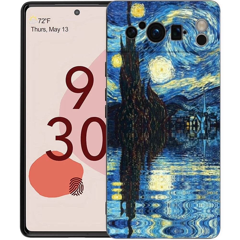 Phone Case Cover for Google Pixel 9 8 7 6 9A 8A 7A 6A Pro 10 9 Pro XL Soft TPU Shell Capas Van Gogh Art Starry Night Aesthetics