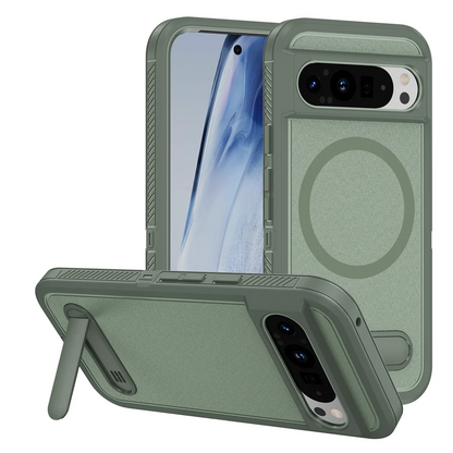 Luxury Folding Stand Magnetic Armour Phone Case For Google Pixel 9 8 Pro XL 8A Shockproof Hybrid PC Protective Military Cover