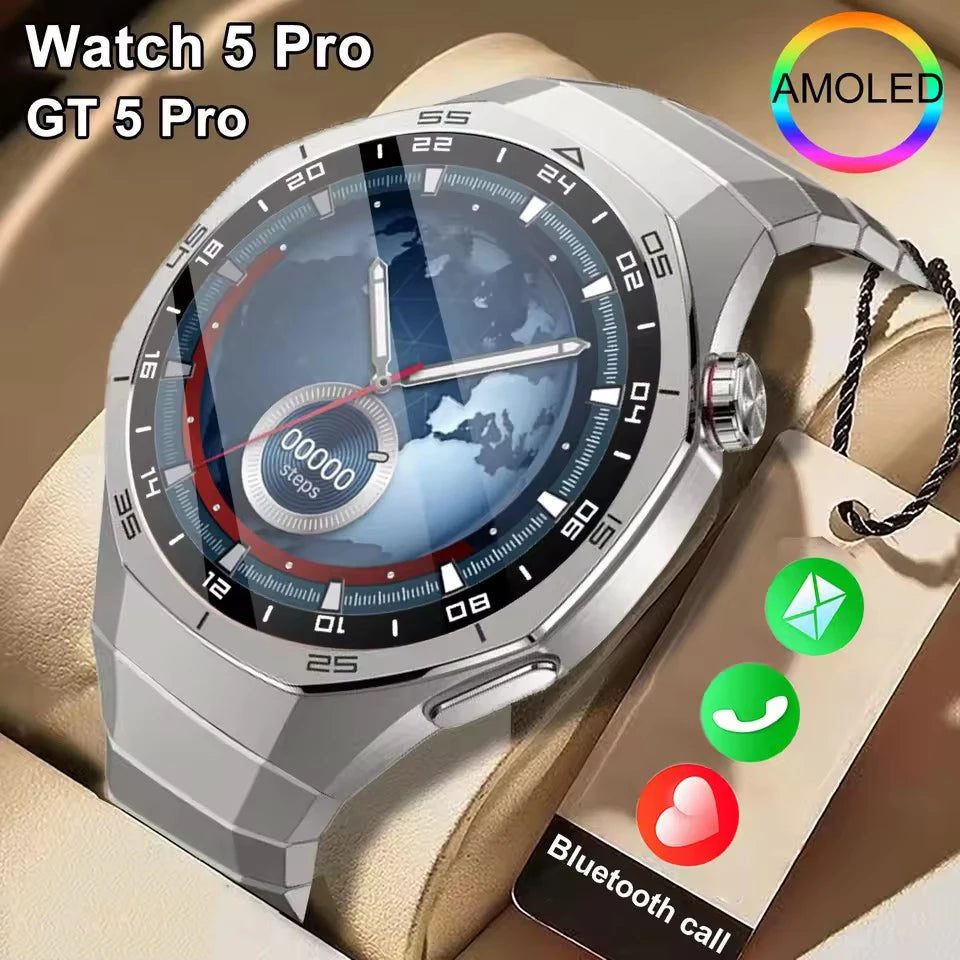 New GT5 Pro Upgrade SOS Smart Watch 2026 AMOLED Dynamic Lsland Heart Rate Sleep Monitoring Bluetooth Call Watch 5 Max Smartwatch