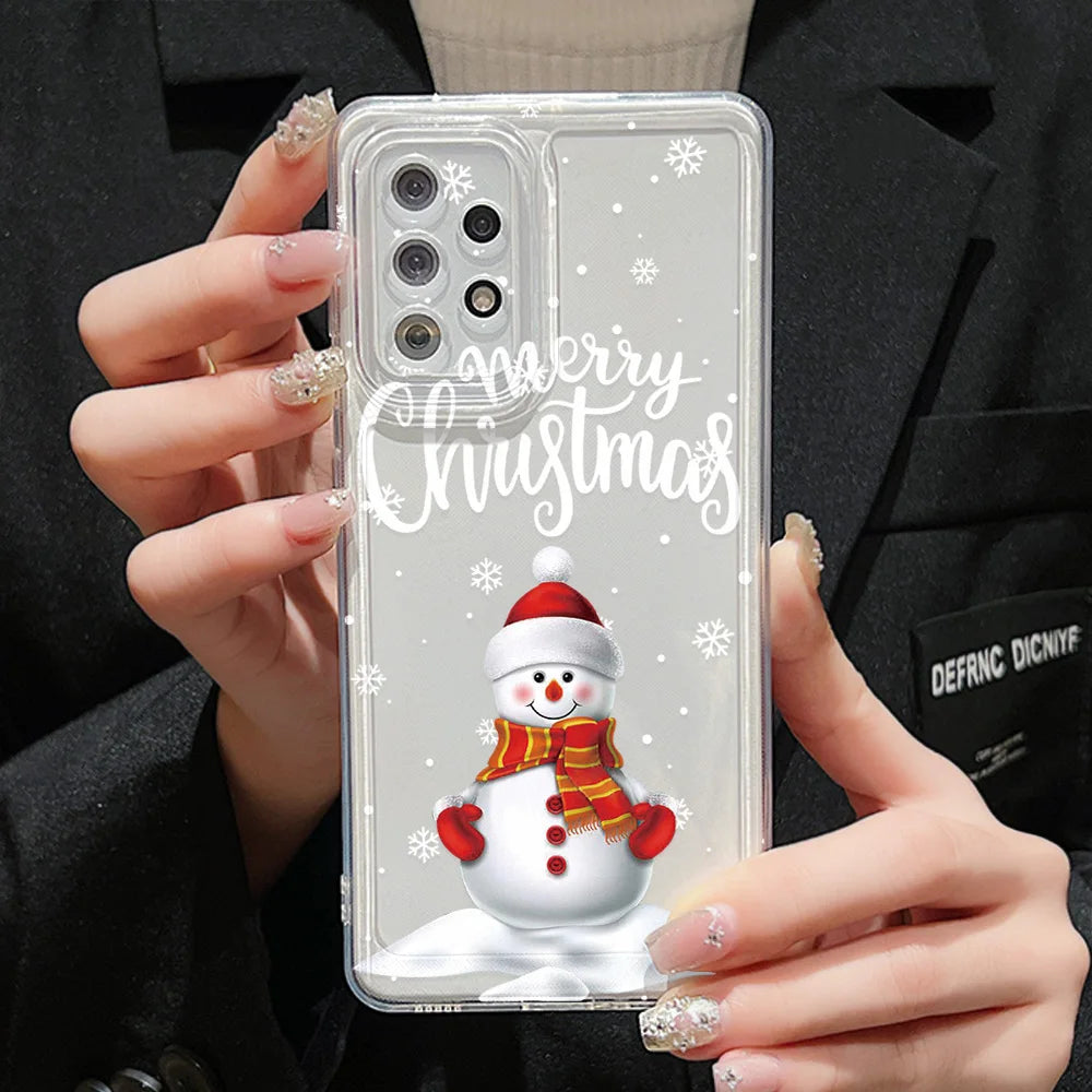 Merry Christmas Phone Case For Samsung A55 5G S24 Ultra A54 A53 A35 A15 A16 S23 FE S22 S21 S20 FE Soft TPU Carcasa Funda Cover