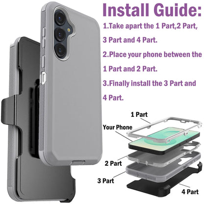 For Samsung Galaxy S25/S25 Plus/S25 Ultra/S25 FE/S25 Edge Phone Case Shockproof Heavy Duty Hybrid Rugged Cover With Belt Clip