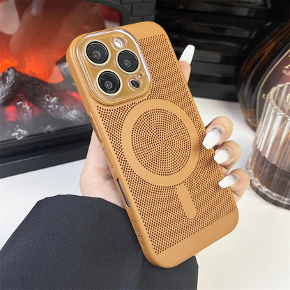 Heat Dissipation Plating PC Magnetic Phone Case For iPhone 16 15 14 13 12 11 Pro Max Luxury For Magsafe Wireless Charging Cover