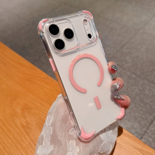 Luxury Magsafe Color Airbag Shockproof Clear Case For iPhone 17 Air 16 15 14 13 12 Pro Max Plus Magnetic Wireless Charging Cover